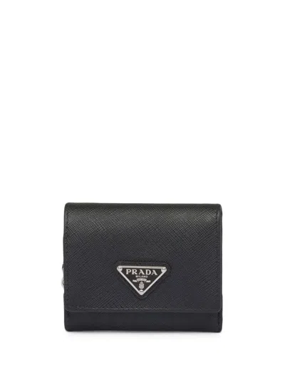PRADA TRIANGLE LOGO LEATHER WALLET