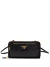 Prada Triangle-logo Leather Wallet In Black