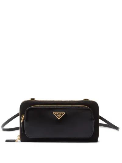 Prada Triangle-logo Leather Wallet In Black