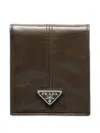 Prada Triangle Logo Leather Wallet In Brown
