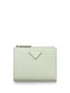 Prada Triangle-logo Leather Wallet In Grün
