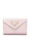 Prada Triangle-logo Leather Wallet In Pink