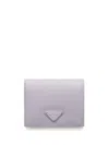 Prada Triangle-logo Leather Wallet In Purple
