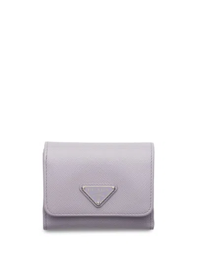 Prada Triangle-logo Leather Wallet In Purple