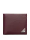 Prada Mens Burgundy Logo-plaque Saffiano Leather Wallet In Burgundy