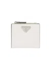 Prada Triangle-logo Leather Wallet In White