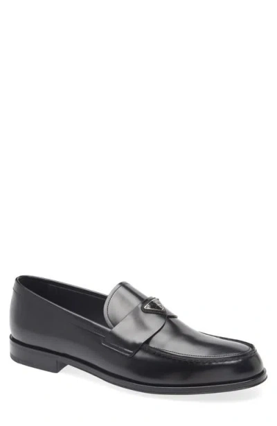 Prada Triangle Logo Loafer In Black