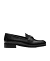Prada Logo-plaque Leather Loafers In Black