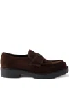 Prada Triangle-logo Loafers In Brown