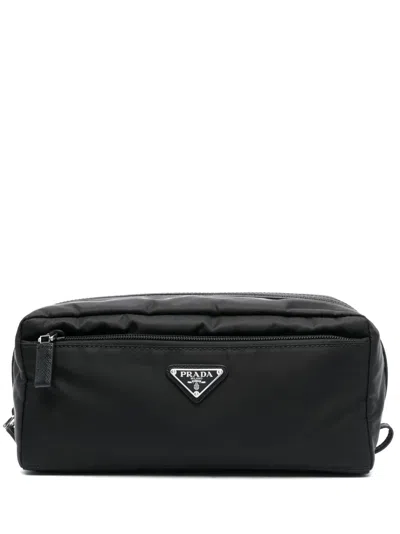 Prada Kosmetiktasche Mit Logo In Schwarz