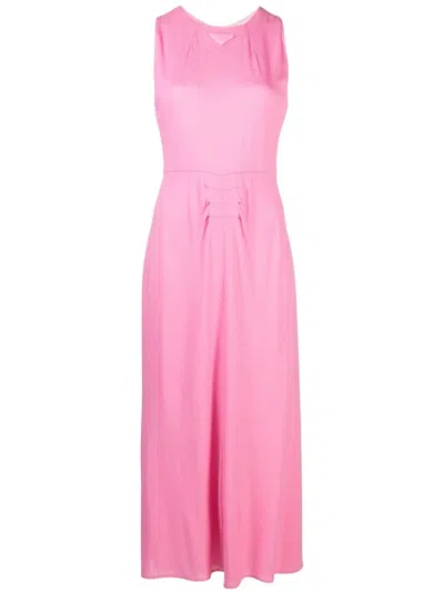Prada Maxikleid Mit Logo In Pink