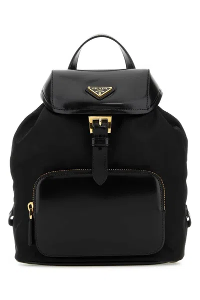 Prada Triangle-logo Medium Backpack In Black