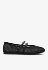 Prada Triangle Logo Mesh Ballet Flats In Black