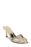 Prada Triangle Logo Mesh Slide Sandal In Gold
