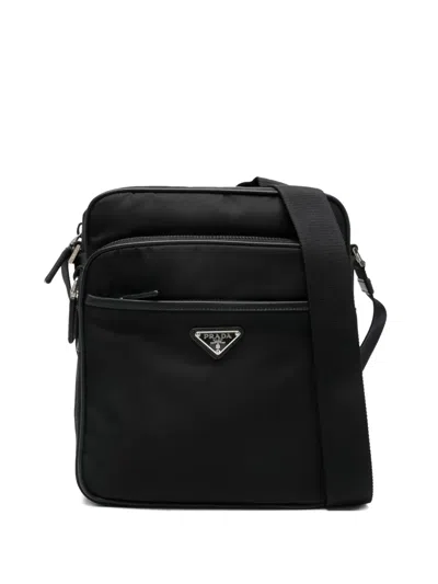 Prada Triangle-logo Messenger Bag In Black
