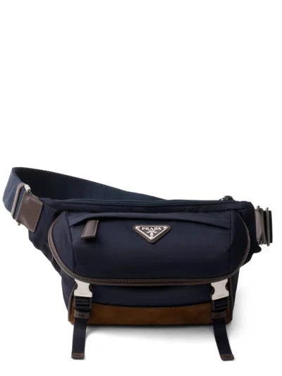 Prada Triangle-logo Messenger Bag In Blue