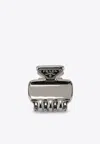 Prada Triangle Logo Metal Hair Claw In Silver