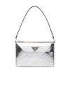 Prada Triangle Logo Metallic-finish Mini Bag In White