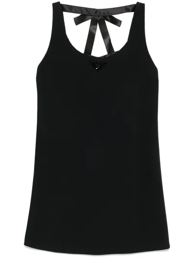 Prada Triangle-logo Mini Dress In Black