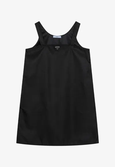 Prada Triangle Logo Mini Dress In Black