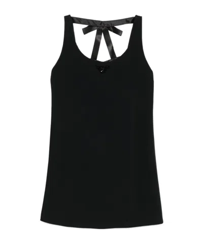 Prada Triangle-logo Mini Dress In Black