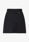 Prada Mini Skirt With Belt Loops And Pleats In Black