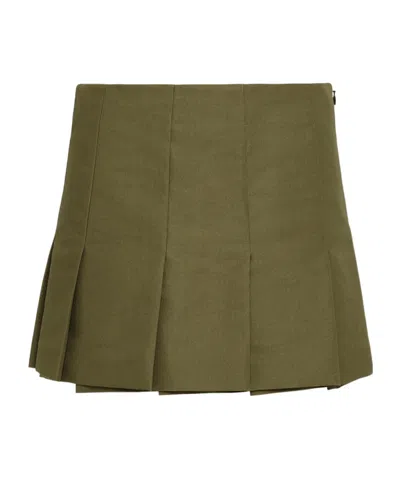 Prada Triangle-logo Mini Skirt In Green