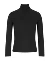 Prada Stretch Nylon Turtleneck Long Sleeves Top In Black