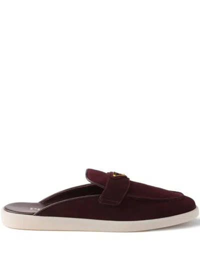 Prada Triangle-logo Mules In Red