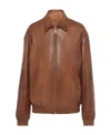 Prada Triangle-logo Nappa Leather Jacket In Caramel Color