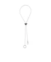 Prada Triangle Logo Keychain Necklace In Steel/black