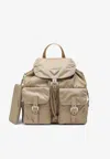 Prada Triangle Logo Nylon Backpack In Neutral