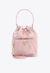 Prada Re-nylon Triangle-logo Drawstring Bucket Bag In Pink