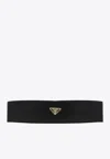 Prada Triangle Logo Nylon Headband In Black