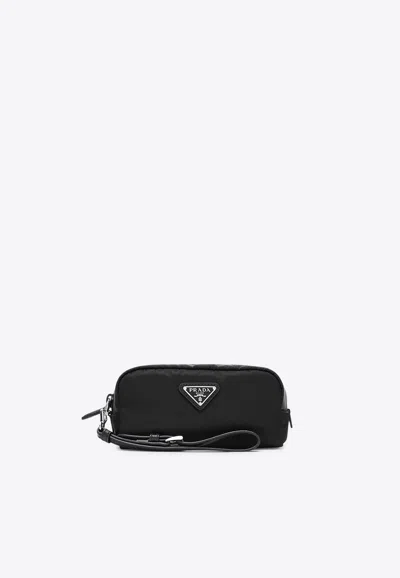 Prada Triangle Logo Nylon Pouch Bag