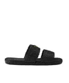 Prada Triangle-logo Open-toe Slides In Black