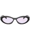Prada Triangle-logo Oval Sunglasses In Nero