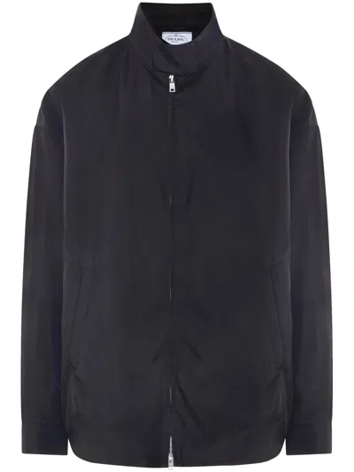 Prada Triangle-logo Oversize Jacket In Black