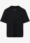 Prada Black Cotton T-shirt With Minimalist Design And Logo Detail In Black