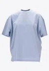 Prada Triangle Logo Oversized T-shirt In Blue