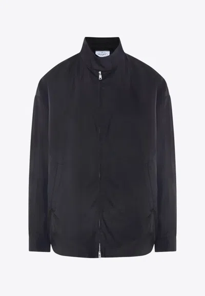 PRADA TRIANGLE LOGO OVERSIZED ZIP-UP JACKET