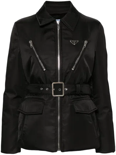 Prada Triangle-logo Padded Jacket In Black