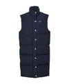 Prada Long Technical Fabric Down Vest In Blue