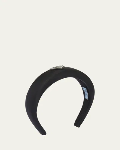PRADA TRIANGLE LOGO PADDED NYLON HEADBAND