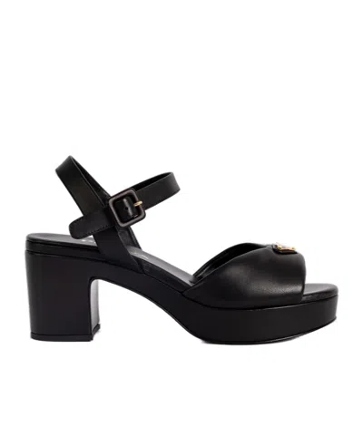 Prada Triangle-logo Padded Sandals In Black