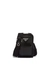 Prada Triangle-logo Panelled Smartphone Case In Black