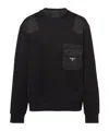 Prada Cotton Sweatshirt With Re-nylon Details In Black