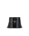 Prada Triangle Logo Plaque Bucket Hat In Black
