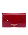 Prada Triangle-logo Patent Leather Clutch Bag In Cherry Red