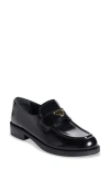 Prada Triangle Logo Patent Leather Loafer In Black